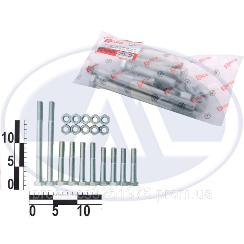 Болт М12х70/80/160 штанги реактивной ВАЗ 2121 (к-т 10шт. с гайками) Болт М12х70/80/160 штанги реактивной ВАЗ 2121 (к-т 10шт. с гайками)